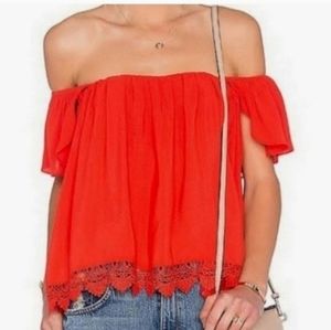 Lovers + Friends off the shoulder flyaway back top